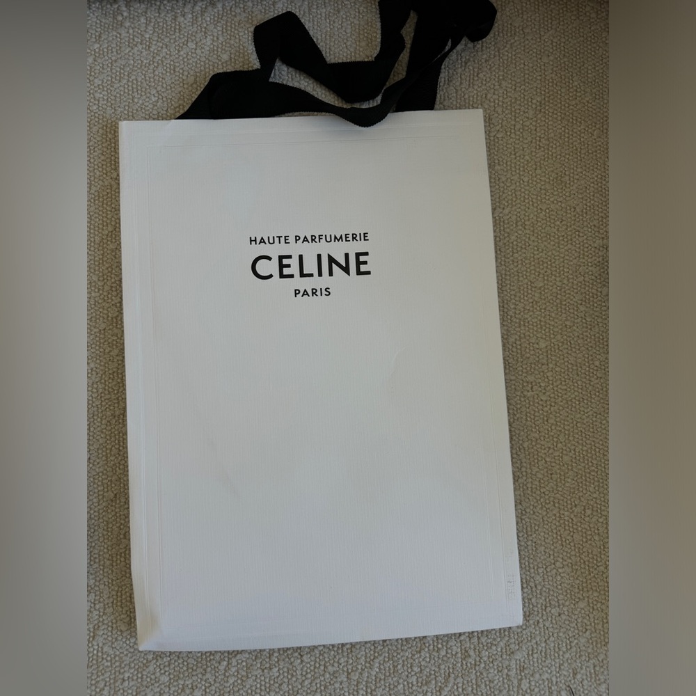 Celine Tall Paper Shopping Bag with Black Ribbon Handles